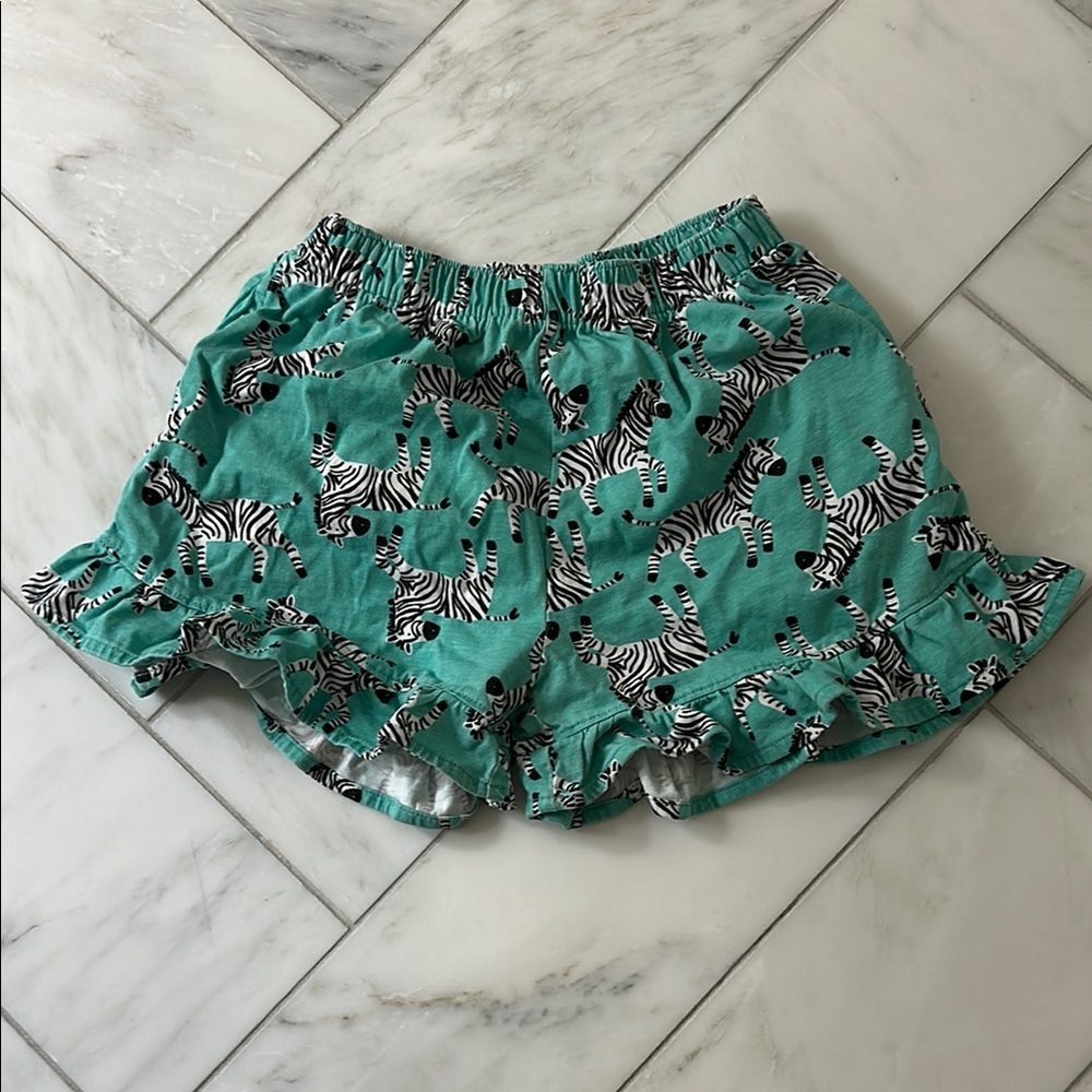 Girls Hanna Andersson Teal Zebra Print Shorts Size 10